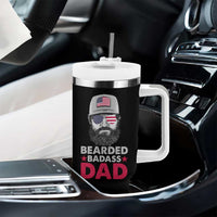 Bearded Dad Tumbler With Handle Cool Patriotic American Papa US Flag Vintage - Wonder Print Shop
