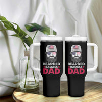 Bearded Dad Tumbler With Handle Cool Patriotic American Papa US Flag Vintage - Wonder Print Shop