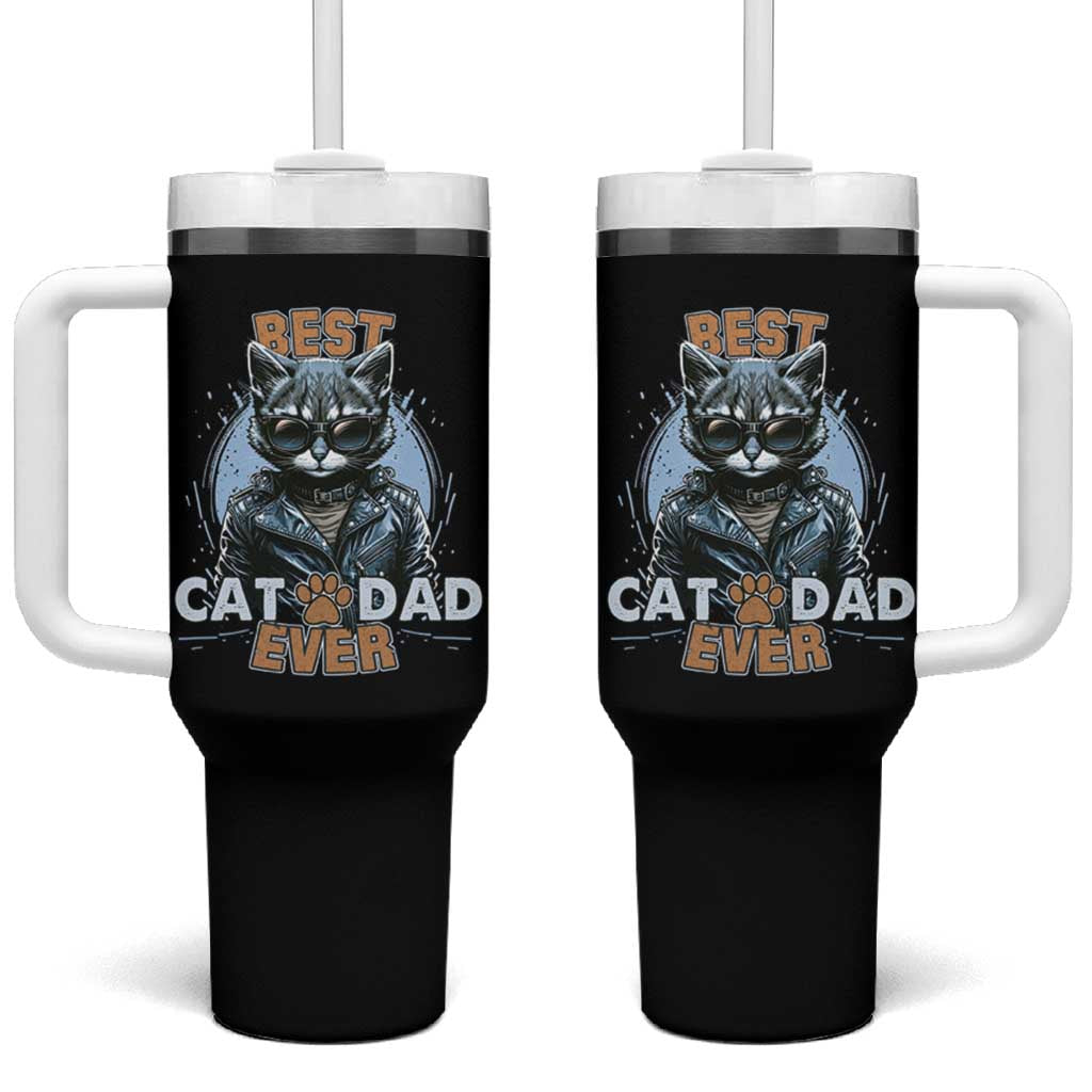 Cool Cat Dad Tumbler With Handle Best Cat Dad Ever Father's Day - Wonder Print Shop