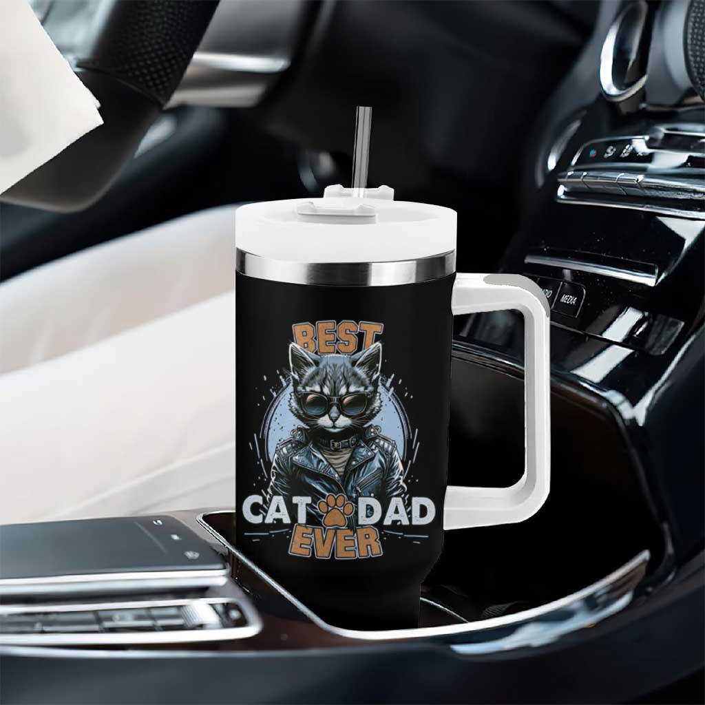 Cool Cat Dad Tumbler With Handle Best Cat Dad Ever Father's Day - Wonder Print Shop