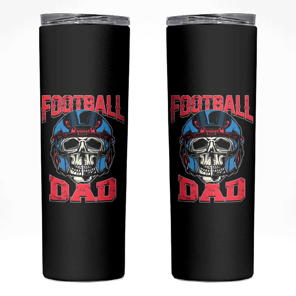 Football Dad Skinny Tumbler Skull With Helmet Rugby Father's Day - Wonder Print Shop