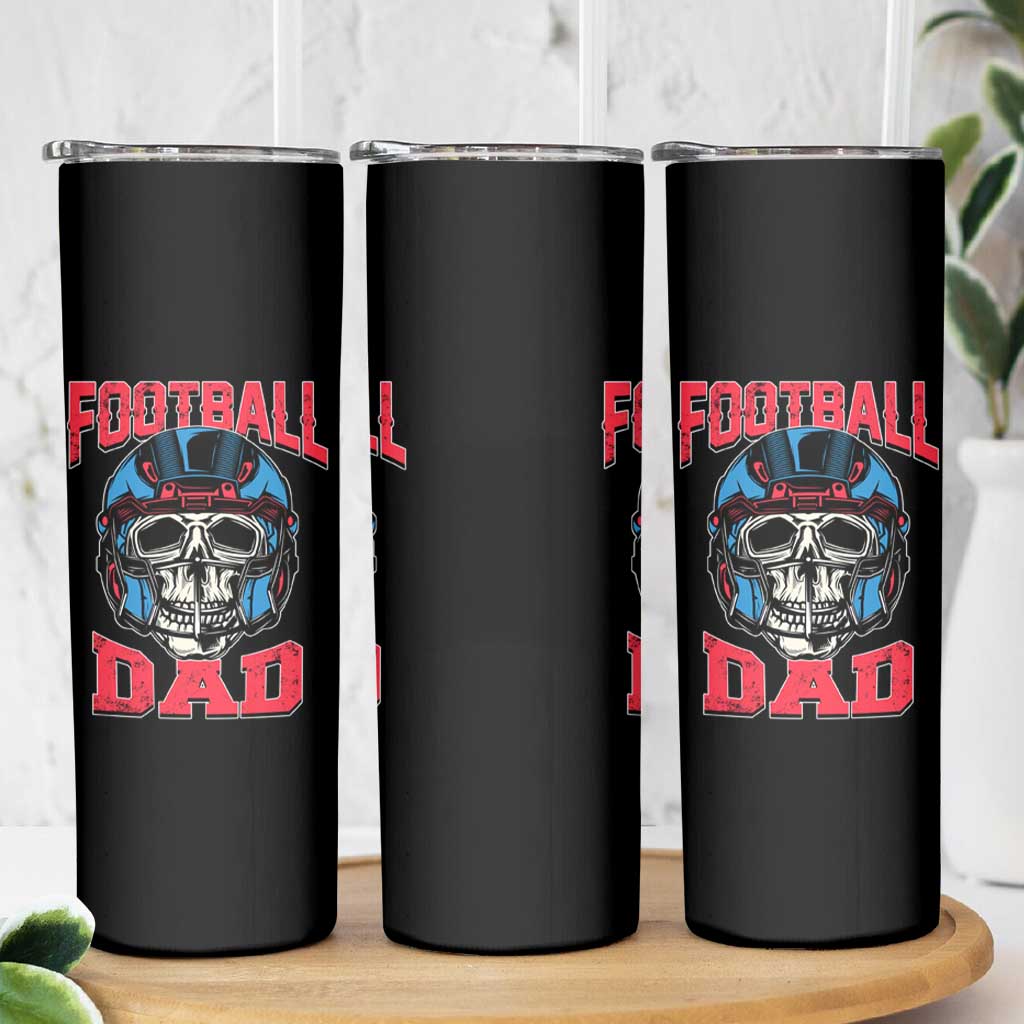 Football Dad Skinny Tumbler Skull With Helmet Rugby Father's Day - Wonder Print Shop
