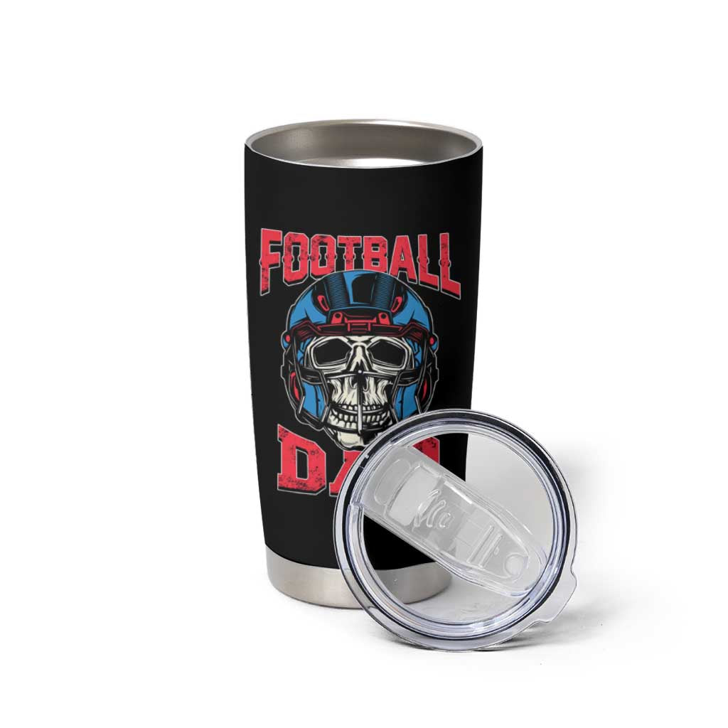 Football Dad Tumbler Cup Skull With Helmet Rugby Father's Day - Wonder Print Shop