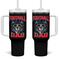 Football Dad Tumbler With Handle Skull With Helmet Rugby Father's Day - Wonder Print Shop