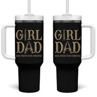 Father Of Girls Tumbler With Handle Girl Dad Her Protector Forever - Wonder Print Shop
