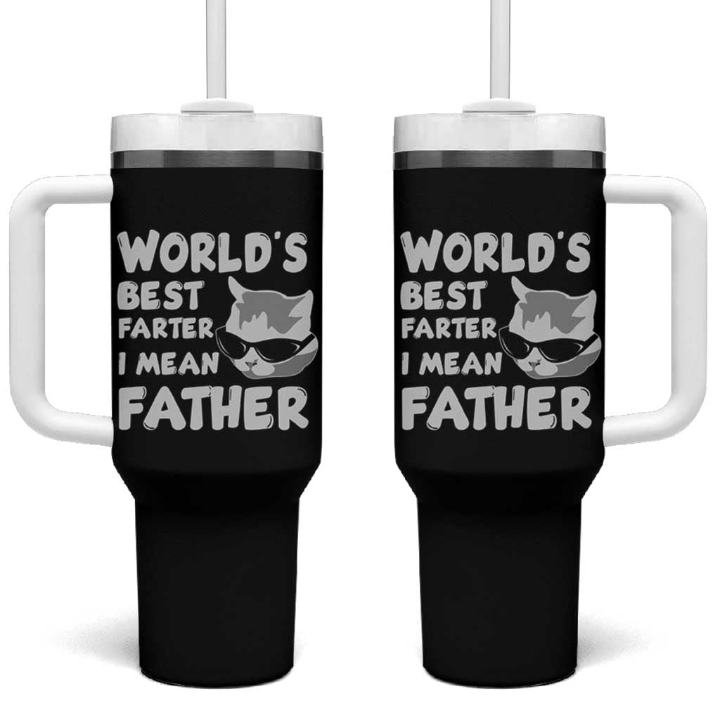 Cat Dad Tumbler With Handle World's Best Farter I Mean Father - Wonder Print Shop