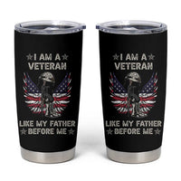American Veteran Tumbler Cup Like My Father Before Me Us Flag Angel Wings Combat Boots And Dog Tag - Wonder Print Shop