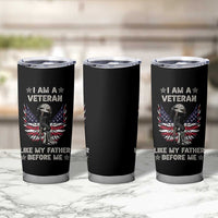 American Veteran Tumbler Cup Like My Father Before Me Us Flag Angel Wings Combat Boots And Dog Tag - Wonder Print Shop