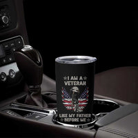 American Veteran Tumbler Cup Like My Father Before Me Us Flag Angel Wings Combat Boots And Dog Tag - Wonder Print Shop