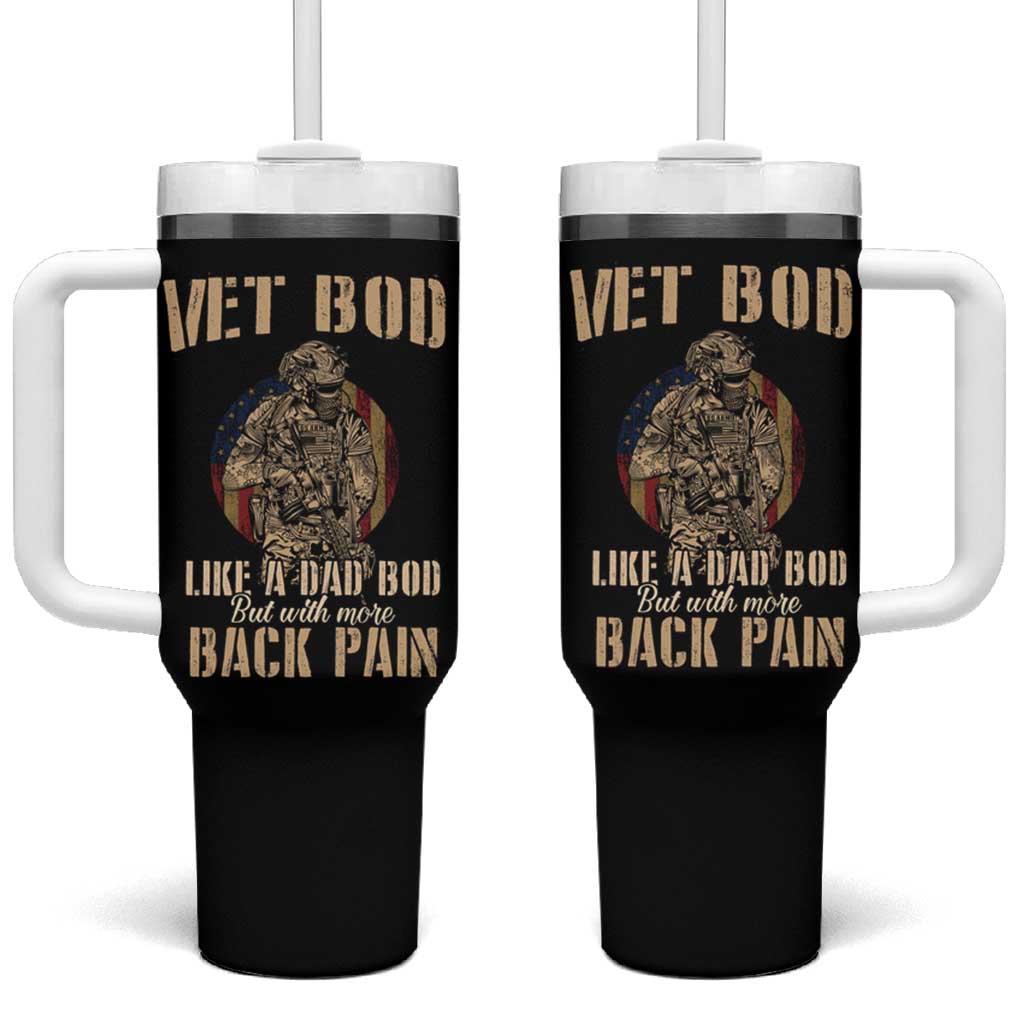 Veteran Dad Tumbler With Handle Vet Bod Like Dad Bod But With More Back Pain - Wonder Print Shop