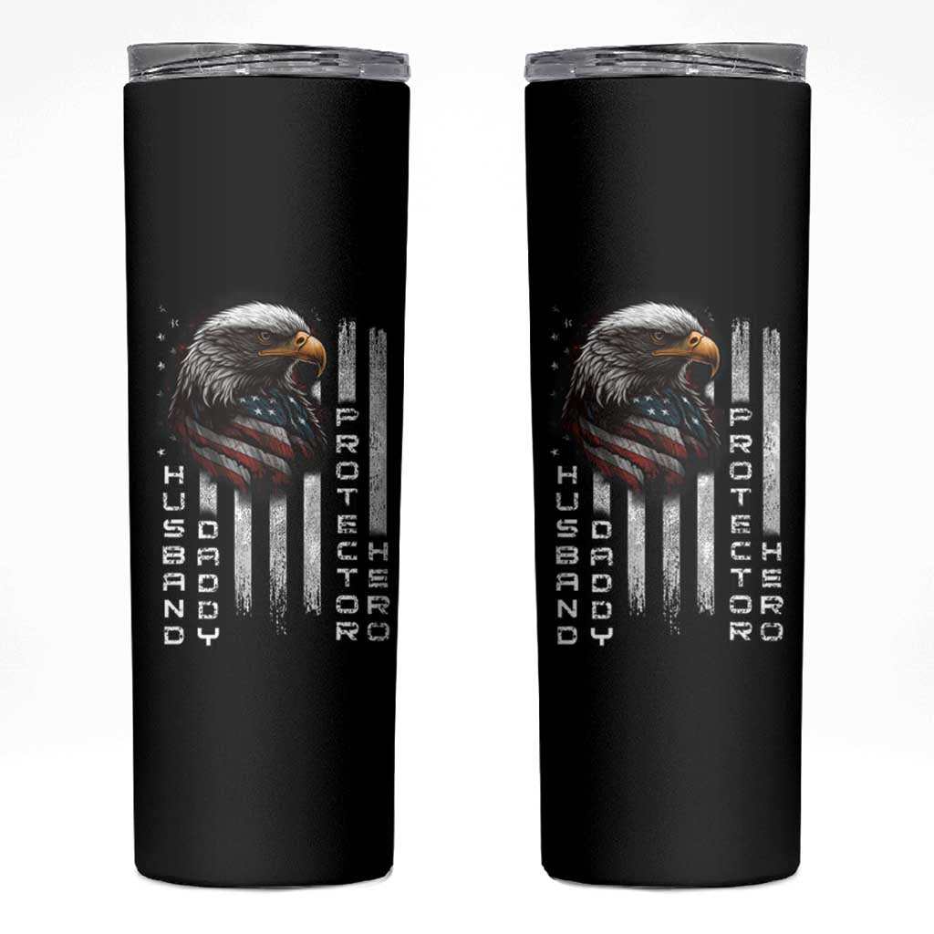 Veteran Dad American Eagle Skinny Tumbler Husband Daddy Protector Hero Us Flag - Wonder Print Shop