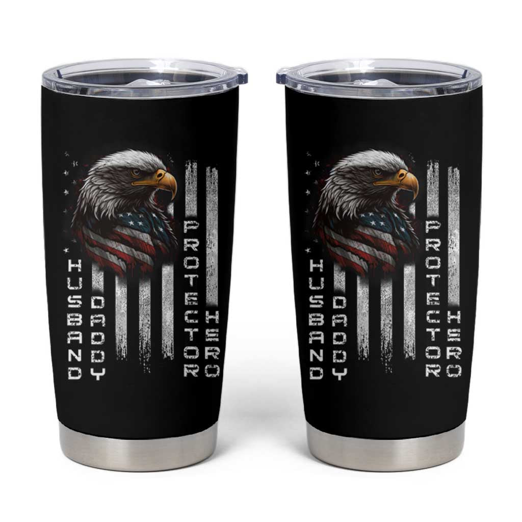 Veteran Dad American Eagle Tumbler Cup Husband Daddy Protector Hero Us Flag - Wonder Print Shop