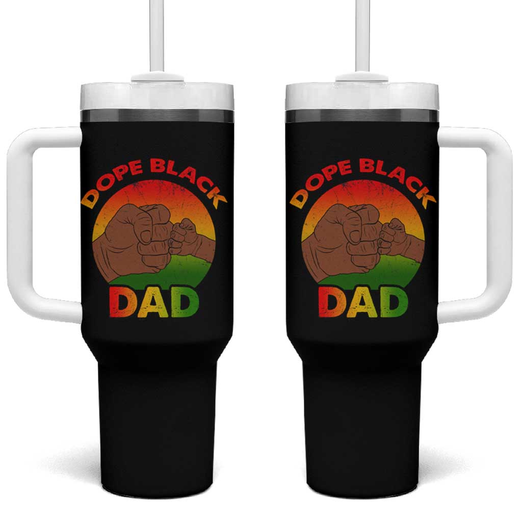 Dope Black Dad Tumbler With Handle Proud Afro Melanin Men Vintage Father's Day - Wonder Print Shop