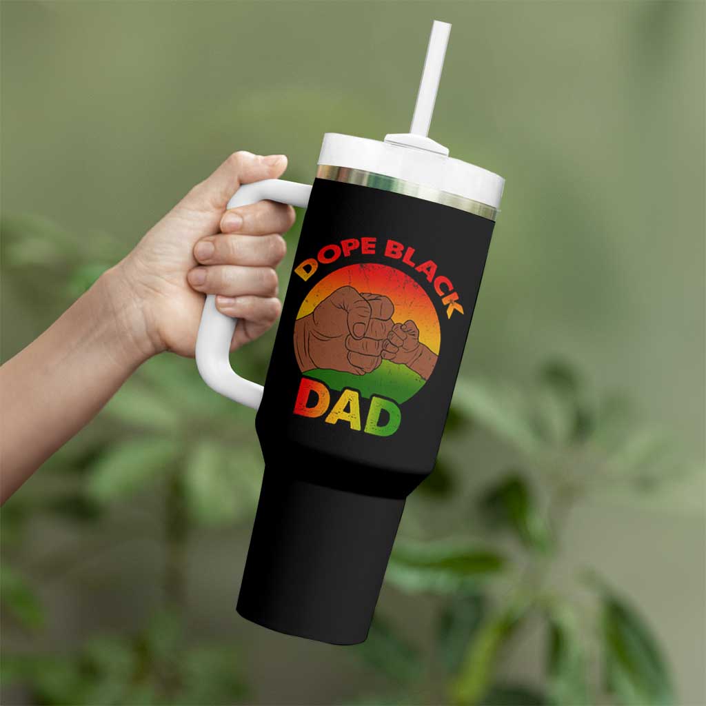 Dope Black Dad Tumbler With Handle Proud Afro Melanin Men Vintage Father's Day - Wonder Print Shop