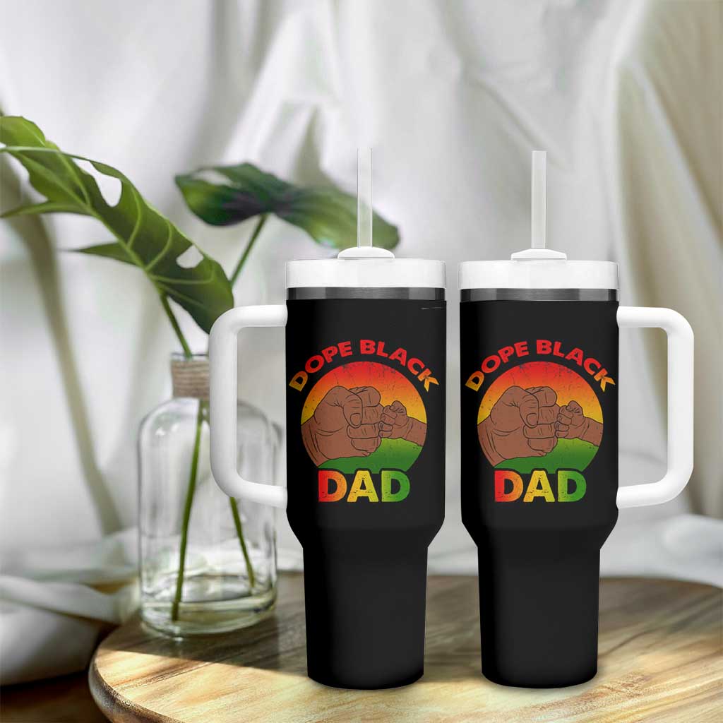 Dope Black Dad Tumbler With Handle Proud Afro Melanin Men Vintage Father's Day - Wonder Print Shop