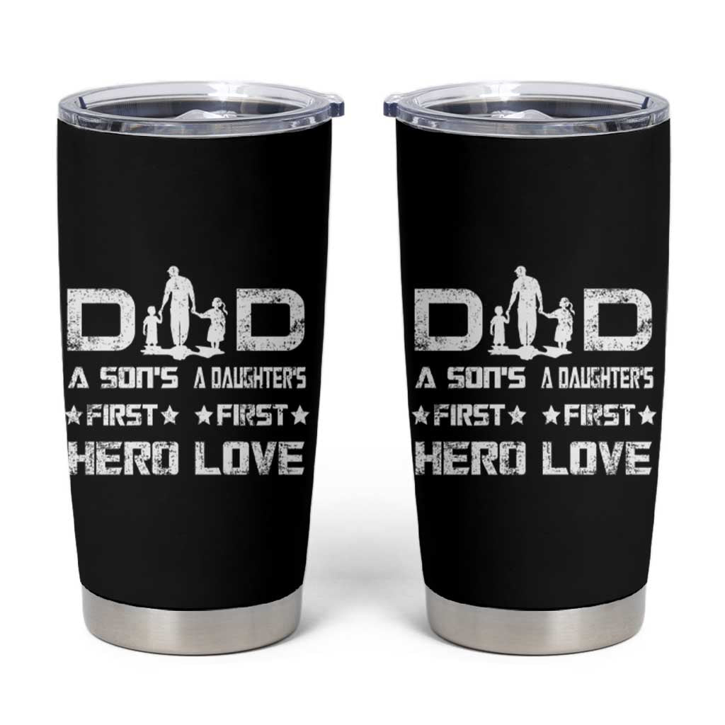 Dad Of Two Tumbler Cup A Son's First Hero A Daughter's First Love Father's Day - Wonder Print Shop
