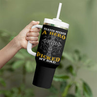 Dad Memorial Tumbler With Handle Heaven Needed A Hero God Picked My Dad - Wonder Print Shop