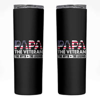 Patriotic Dad Skinny Tumbler Papa The Veteran The Myth The Legend American Flag Dog Tags - Wonder Print Shop
