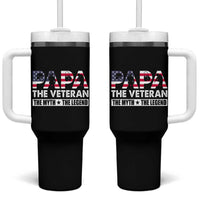 Patriotic Dad Tumbler With Handle Papa The Veteran The Myth The Legend American Flag Dog Tags - Wonder Print Shop