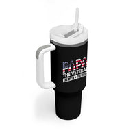 Patriotic Dad Tumbler With Handle Papa The Veteran The Myth The Legend American Flag Dog Tags - Wonder Print Shop