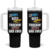 Trucker Dad Tumbler With Handle Best Trucking Dad Ever Truck Driver Father's Day - Wonder Print Shop