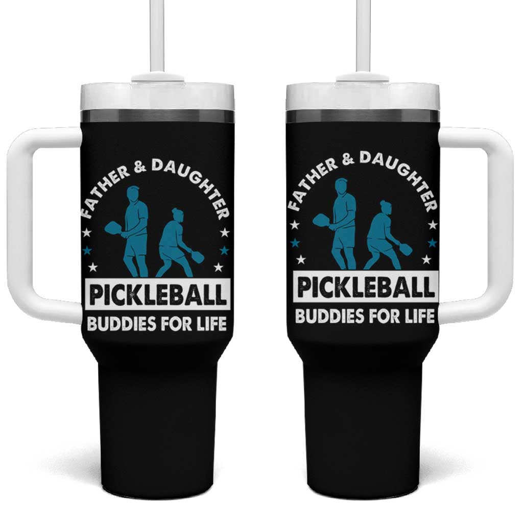 Pickleball Dad Tumbler With Handle Father And Daughter Pickleball Buddies For Life - Wonder Print Shop