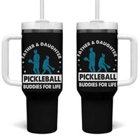 Pickleball Dad Tumbler With Handle Father And Daughter Pickleball Buddies For Life - Wonder Print Shop