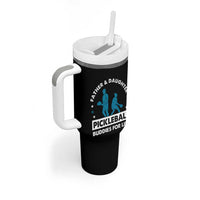 Pickleball Dad Tumbler With Handle Father And Daughter Pickleball Buddies For Life - Wonder Print Shop