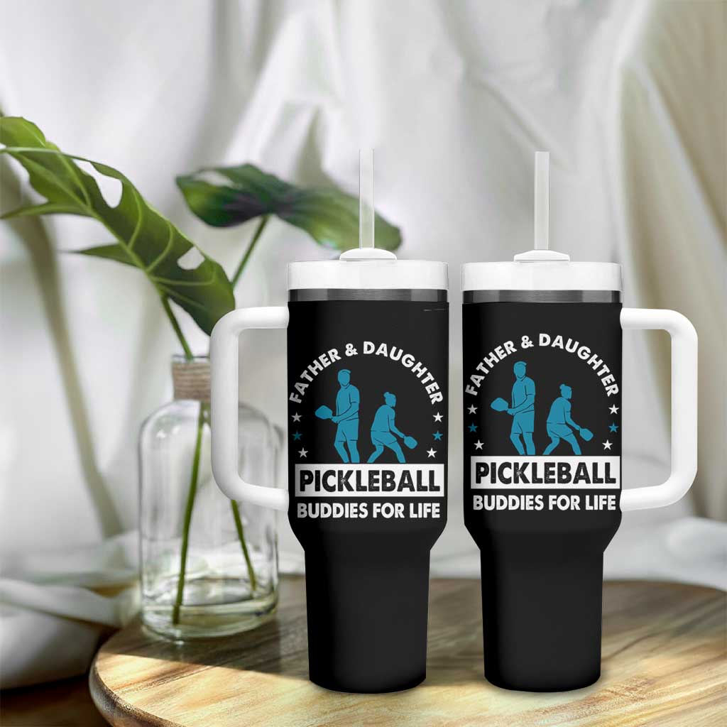 Pickleball Dad Tumbler With Handle Father And Daughter Pickleball Buddies For Life - Wonder Print Shop