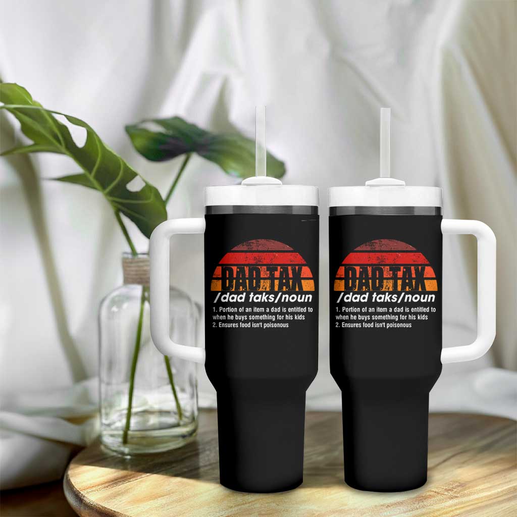 Funny Dad Tax Definition Tumbler With Handle Retro Sunset Father's Day - Wonder Print Shop