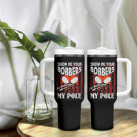 Funny Fishing Tumbler With Handle Show Me Your Bobbers I'll Show You My Pole Retro US Flag - Wonder Print Shop