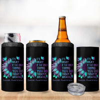 Suicide Prevention Awareness 4 in 1 Can Cooler Tumbler Teal Purple Gradient Sunflower It's Ok If The Only Thing You Do Today Is Breathe - Wonder Print Shop