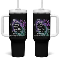 Suicide Prevention Awareness Tumbler With Handle Teal Purple Butterfly It's Ok If The Only Thing You Do Today Is Breathe - Wonder Print Shop