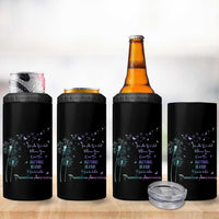 Suicide Prevention Awareness 4 in 1 Can Cooler Tumbler Teal Purple Gradient Dandelions In A World Be Kind - Wonder Print Shop
