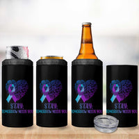 Suicide Prevention Awareness 4 in 1 Can Cooler Tumbler Teal Purple Heart Stay Tomorrow Needs You - Wonder Print Shop