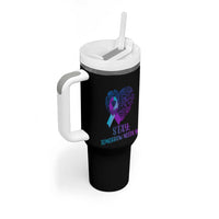 Suicide Prevention Awareness Tumbler With Handle Teal Purple Heart Stay Tomorrow Needs You - Wonder Print Shop