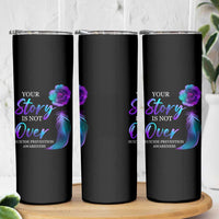 Suicide Prevention Awareness Skinny Tumbler Teal Purple Gradient Floral Semicolon Your Story Is Not Over Stay - Wonder Print Shop