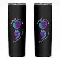 Suicide Prevention Awareness Skinny Tumbler Teal Purple Floral Semicolon It's Ok To Not Be Ok - Wonder Print Shop