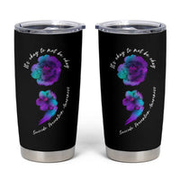 Suicide Prevention Awareness Tumbler Cup Teal Purple Floral Semicolon It's Ok To Not Be Ok - Wonder Print Shop