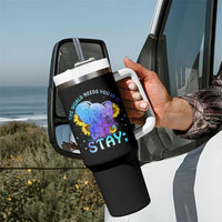 Suicide Prevention Awareness Tumbler With Handle Teal Purple Elephant Sunflower Stay The World Needs You In It - Wonder Print Shop