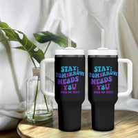 Suicide Prevention Awareness Tumbler With Handle Stay The World Needs You Call Or Text 988 Motivational Groovy - Wonder Print Shop