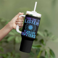 Suicide Prevention Awareness Tumbler With Handle I Have Time To Listen Your Life Matters Teal Purple Sunflower - Wonder Print Shop