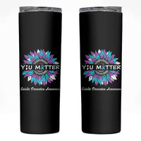 Suicide Prevention Awareness Skinny Tumbler You Matter Teal Purple Sunflower Semicolon - Wonder Print Shop