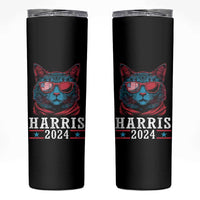 Harris 2024 Skinny Tumbler Childless Cat Lady For President American Flag - Wonder Print Shop