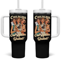 Childless Cat Ladies United Tumbler With Handle Feline Lover Retro - Wonder Print Shop