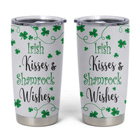 Irish Kisses and Shamrock Wishes Tumbler Cup Lucky Clover St Patrick's Day