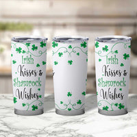 Irish Kisses and Shamrock Wishes Tumbler Cup Lucky Clover St Patrick's Day