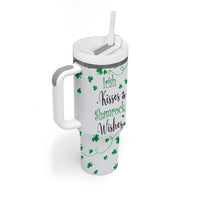 Irish Kisses and Shamrock Wishes Tumbler With Handle Lucky Clover St Patrick's Day