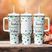Irish Kisses and Shamrock Wishes Tumbler With Handle Lucky Clover St Patrick's Day