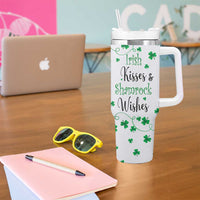 Irish Kisses and Shamrock Wishes Tumbler With Handle Lucky Clover St Patrick's Day